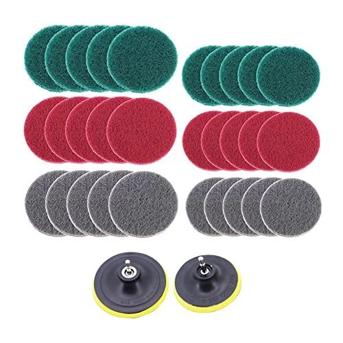 Yuhtech 32 Pcs Tampons à Récurer 4 Pouces 5 Pouces Drill Power Scrubber Brush...