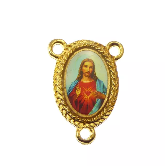 Neu Sacred Herz Jesus Mitte Metall Rosenkranz Finden Teil Gold Katholische