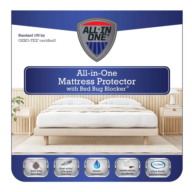 ALLINONE BED BUG Blocker Waterproof Zippered Mattress Protector, Twin