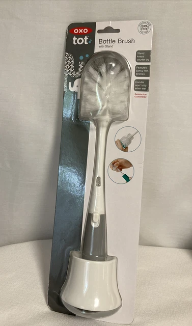 OXO Tot Bottle Brush with Nipple Cleaner and Stand, Gray