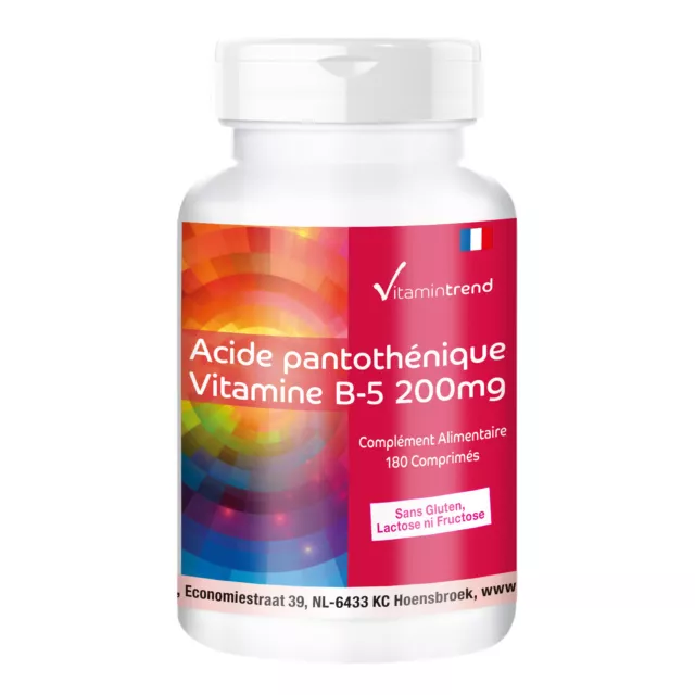 Acide pantothénique vitamine B5 200 mg - 180 comprimés - VEGAN | Vitamintrend