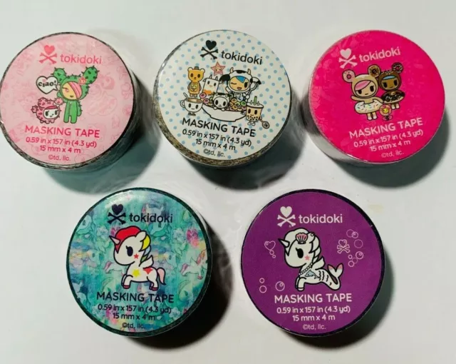 Daiso TOKIDOKI Washi/Masking Tape (Complete Set of 5) Stationery-New *US Seller*