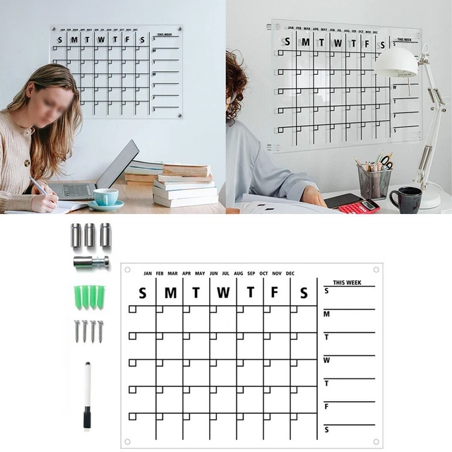 Memo Board calendario acrílico calendario impreso Memo Board muy duradero
