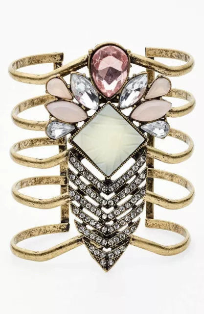 Tildon 270346 Women's Jewel Stone Statement Cuff Gold Bracelets 2