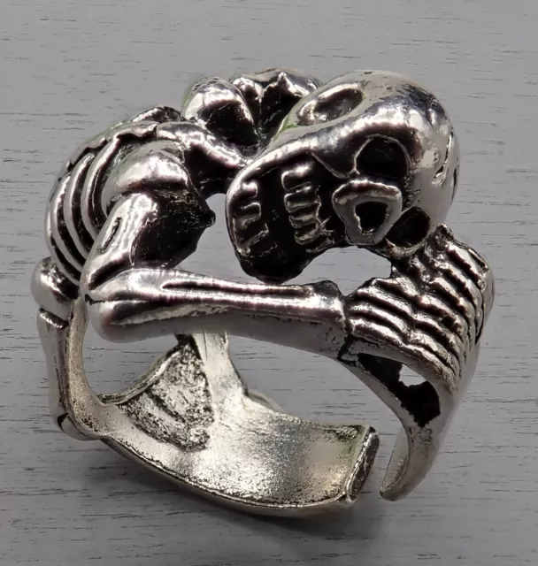 Ring Halloween Skelett skull größenverstellbar antiksilber 1-2 Stück SB 553