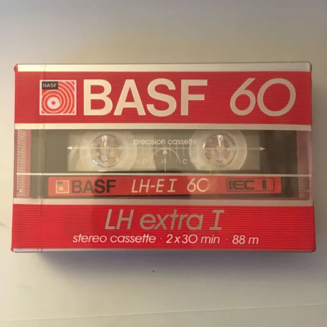 BASF LH Extra I 60 Min Type I Recordable Blank Audio Cassette Tape W Germany NEW