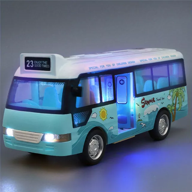Kids Mini Shuttle Bus Toy Model Play Vehicle with Sound and Light Boy Girl Gifts