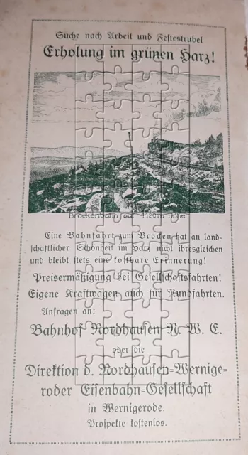Werbeanzeige Nordhausen-Wernigeroder Eisenbahn-Gesellschaft 1927 Reklame Werbung