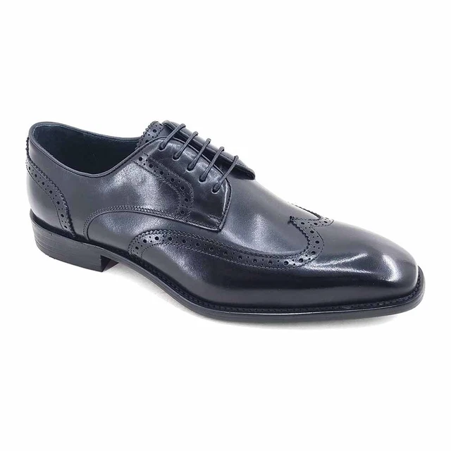 CARRUCCI Homme Cuir Noir Blucher Bout D'Aile Oxford Chaussures (9.5)