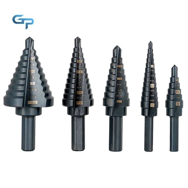 5Pack  HSS Step Drill Bit Set M2 Multiple Hole 50 Sizes 1/8- 1-3/8" Black Oxide