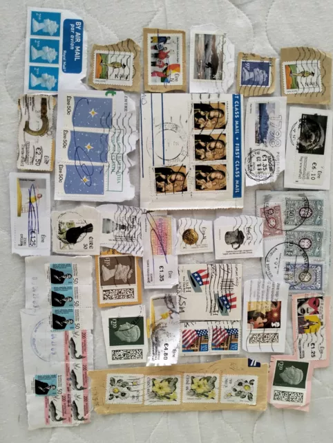 50 Used stamps, Various Countries, Ireland, UK, USA, Russia, Kazakhstan 2