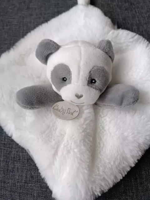 253🌟Doudou Plat Panda MON P'TIT PTIT PANDA Blanc Neige & Gris BABYNAT BABY NAT 2