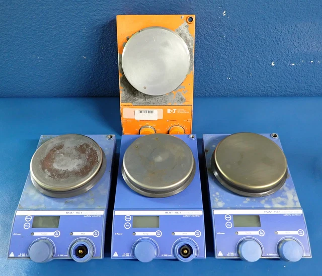 Lot of 4x IKA RET Basic Control-VISC Safety Control Hotplate Stirrers Lot of 4x IKA RET Basic Control-VISC Safety Control Hotplate Stirrers