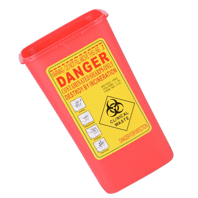 Tattoo Medical Plastic Sharps Container Biohazard Needle Disposal 1L Size Wa Hbh