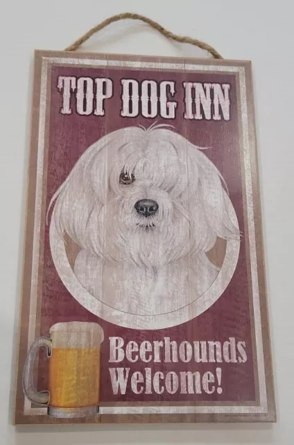 Top Dog Inn “Beerhounds Welcome” - Decorative Havanese Wall Plaque 10" X 16" USA