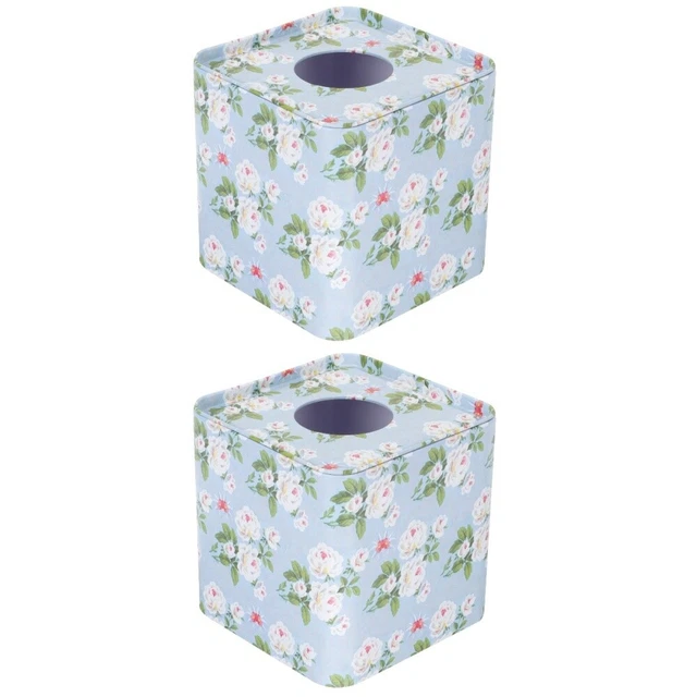 2x Iron Tissue Box Cover Vintage Floral Tissue Holder Paper Towel Dispenser