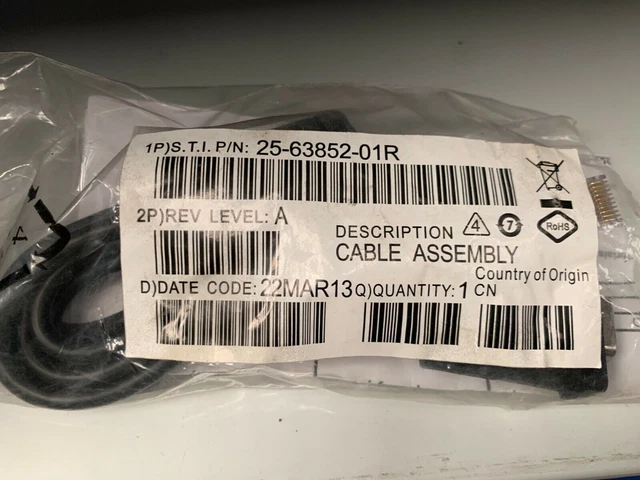 Set of 2 cables 25-63852-01R Motorola RS232 Cable Zebra