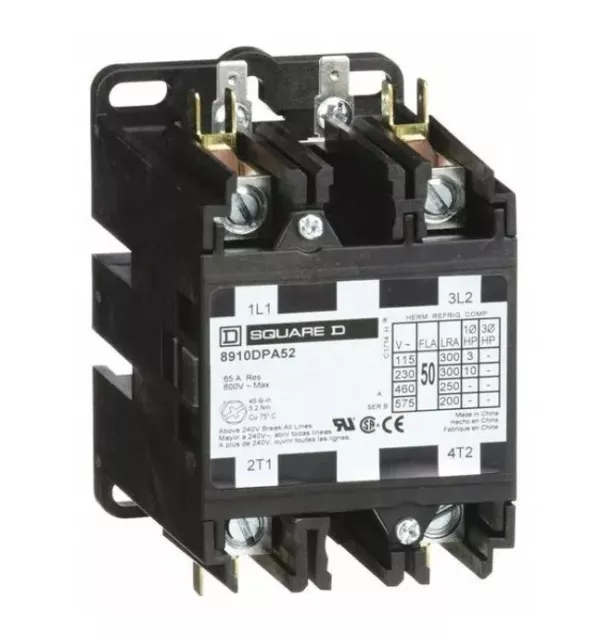 Square D. P/N:8910Dpa52V02. Definite Purpose Magnetic Contactor. 120V Coil.50Fla