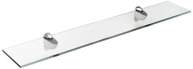 Heron Glass Shelf, Brushed Steel, 6 x 12