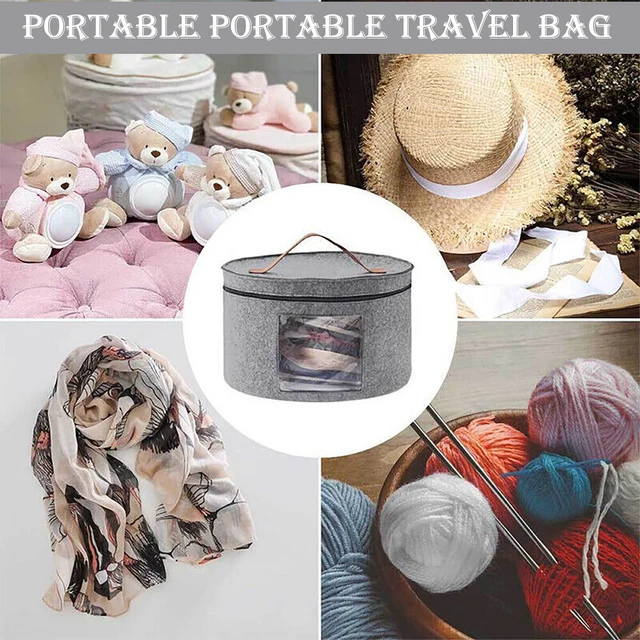 Scatola portaoggetti cappello rotondo pieghevole con borsa portaoggetti coperchio armadio decorativo L