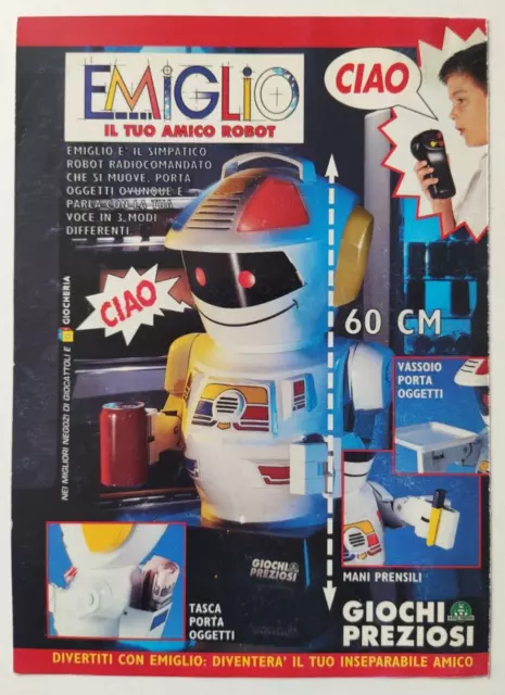 PUBBLICITA' EMIGLIO AMICO Robot Giochi Preziosi Advertising Vintage 1994  (T8) EUR 4,99 - PicClick IT