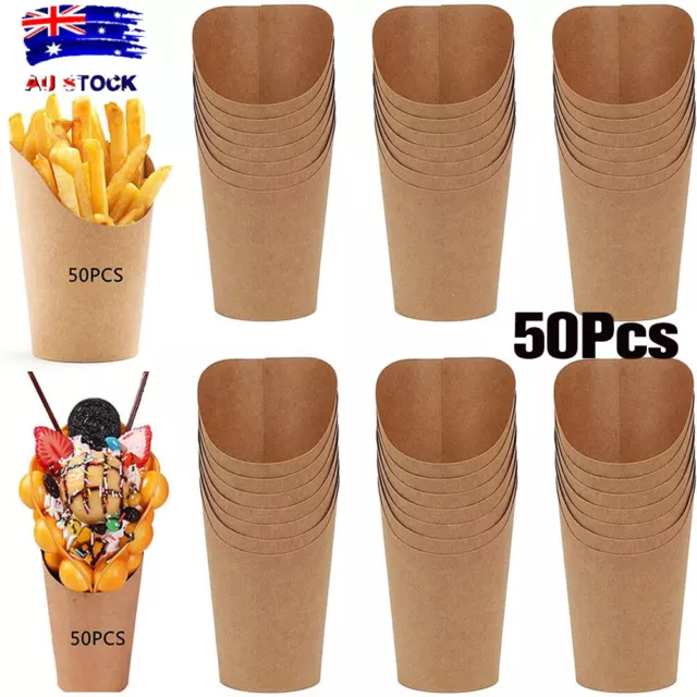 50 Pcs 14oz French Fries Cups Disposable Kraft Paper Cups Snack Baking Cups