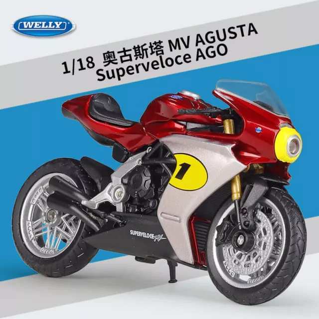 WELLY 1:18 Agusta MV Agusta Superveloce AGO Simulation Motorcycle Model Toy