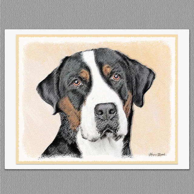 6 Greater Swiss Mountain Dog Blank Art Note Greeting Cards