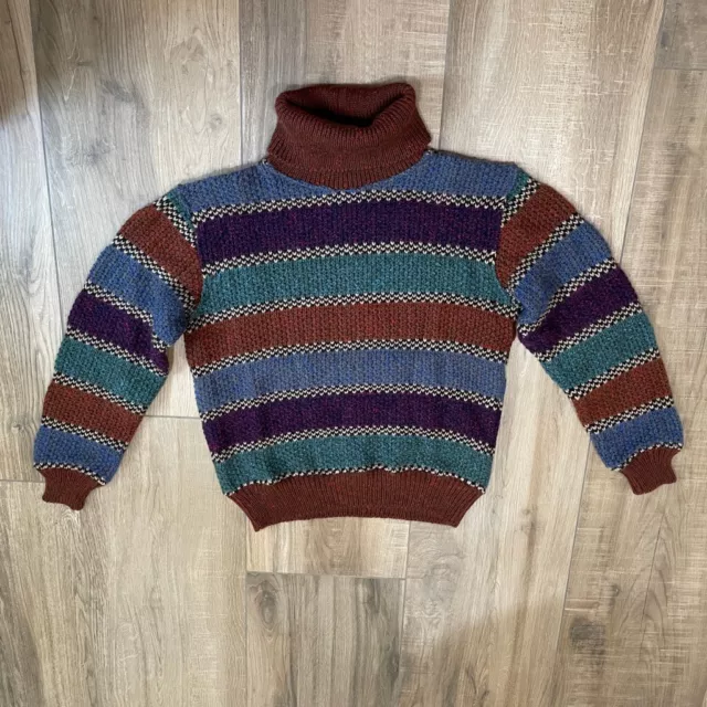 Missoni Sweater Mens Medium Colorful Mohair Wool Blend Chunky Italy Turtleneck