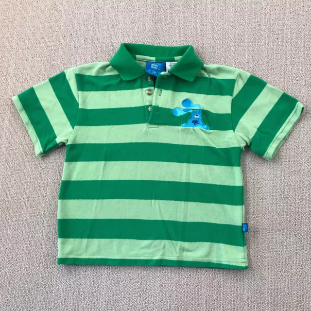 VINTAGE BLUES CLUES Polo Shirt Boys 7 Green Striped Steve Red Chair 90s ...