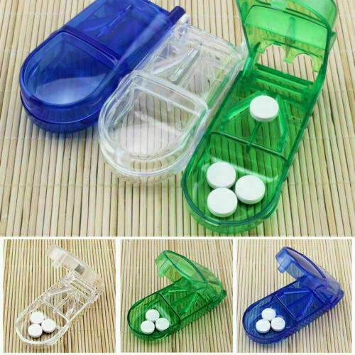 Cortador de píldoras corte medio compartimento de almacenamiento caja H B8I6 medicina E8K9 V3C1❀