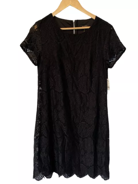 Laundry by Shelli Segal black lace scalloped hem dress size 8 NWT