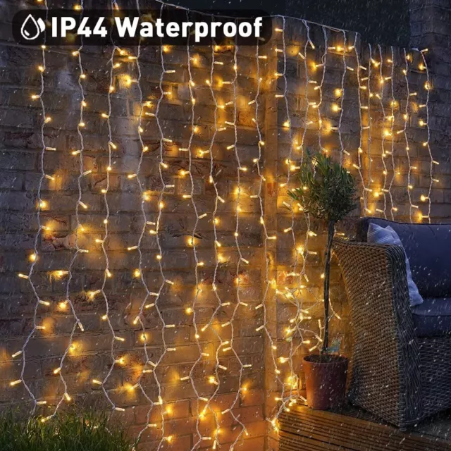 Luci di natale decorazione cascata con led 2.1 x 1.9 mt tenda luminosa batterie 3