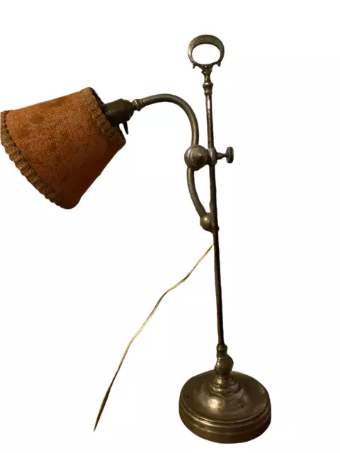 ANCIENNE LAMPE DE CHEVET DOUILLE INTERRUPTEUR BRONZE BOUILLOTTE NOTAIRE  BUREAU