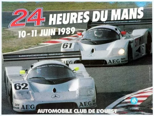 Vintage 1989 Le Mans 24 Hour Race Motor Racing Poster Print A3/A4