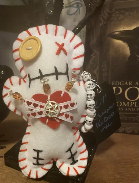 Lil Creeps Voodoo Doll & Skull Bracelet & Skull Pins 7 In Haunted Horror Poppet