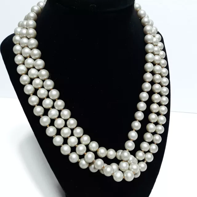 Very Long Faux Pearl Necklace Wrapping Wrapped Layering Layers Statement Piece