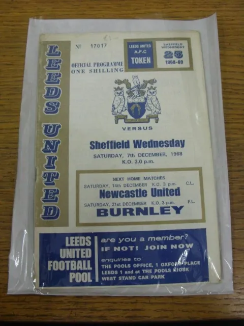 07/12/1968 Leeds United v Sheffield Wednesday  (Light Crease). Thanks for viewin