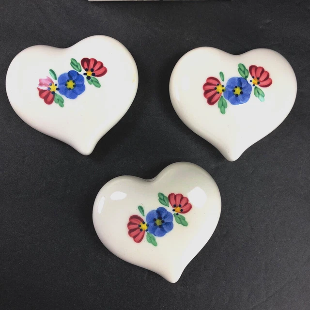 Vintage Heart Ceramic Hand Painted Floral Wall Decor Plaques Home Interiors