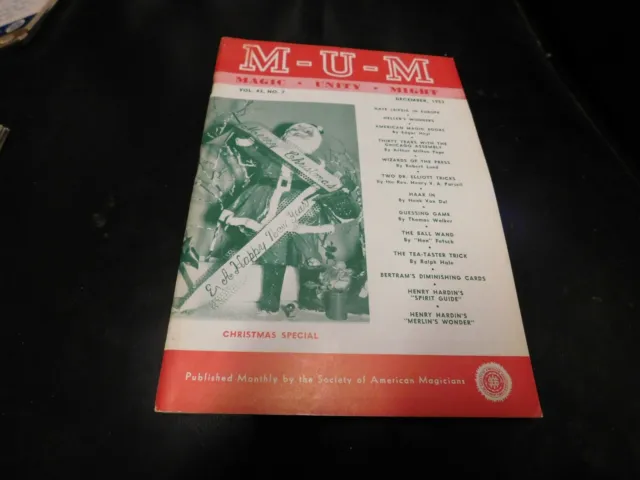 MUM Magazine Magic Unity Might Magician Christmas December 1953
