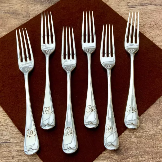 HH FORKS x6 MONOGRAMS OLD ENGLISH 18cm H HOBSON ANTIQUE SILVER PLATE SHEFFIELD