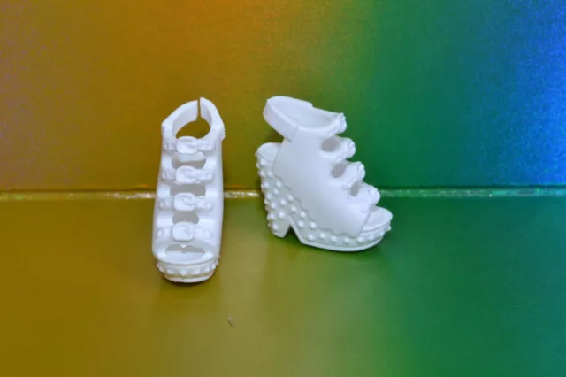 Genuine Mattel Barbie Doll Shoes #204 White Studded Sandal Heels