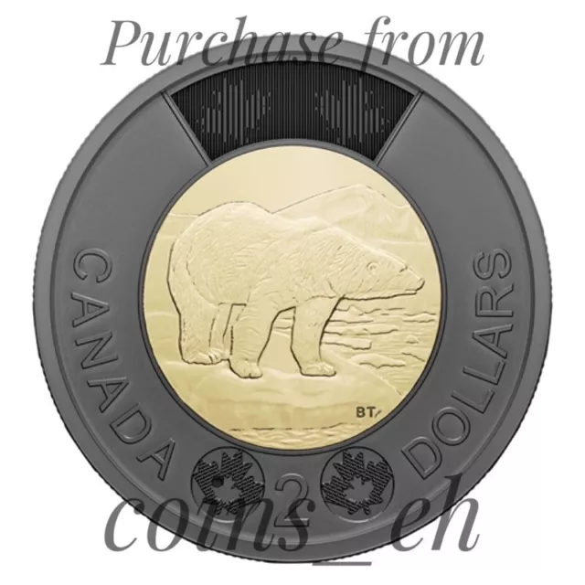2022 Canada $2 Dollar Black Ring Toonie In Memory of Queen Elizabeth II - UNC