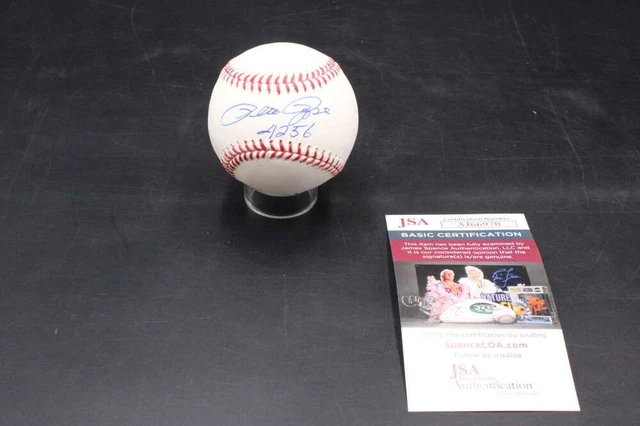 Pete Rose Signed Rawlings OML Baseball Inscribed 4256 Autograph JSA COA D8708