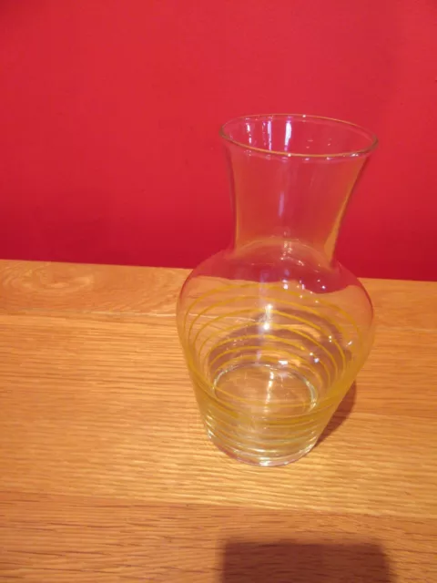 Lovely Retro Vintage  Glass Bedside Water Decanter/ carafe yellow stripe