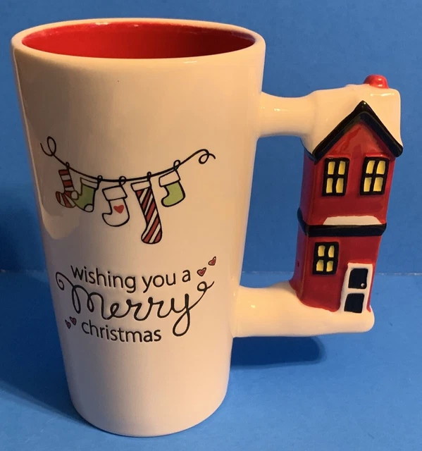 YANKEE CANDLE Holiday Christmas Tall Latte Coffee Mug House 15.00