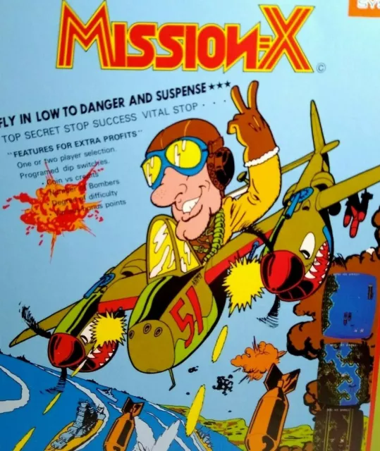 Mission X Arcade FLYER Original Vintage Video Game Artwork Sheet 1982 Deco