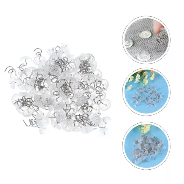 450 Pcs Plastic Fixed Sheet Nails Bedskirt Pin Clear Heads Spiral 2