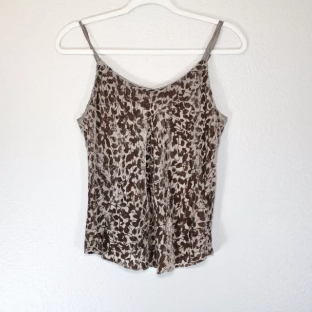 Vtg Banana Republic Floral Velvet Cami Womens Size S Silk Blend Brown Top 90s