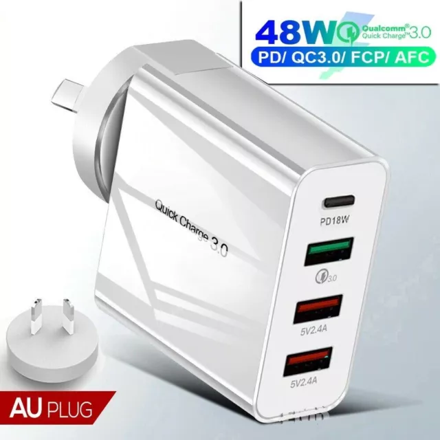 USB-C Fast 100W 65W Charger GaN 4 Ports Type C Power Adapter For Phone Tablet PD